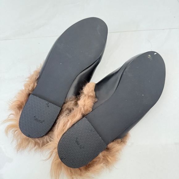 Gucci Princetown Black Leather Fur Lined Slides Shoes Mules - Picture 6 of 6